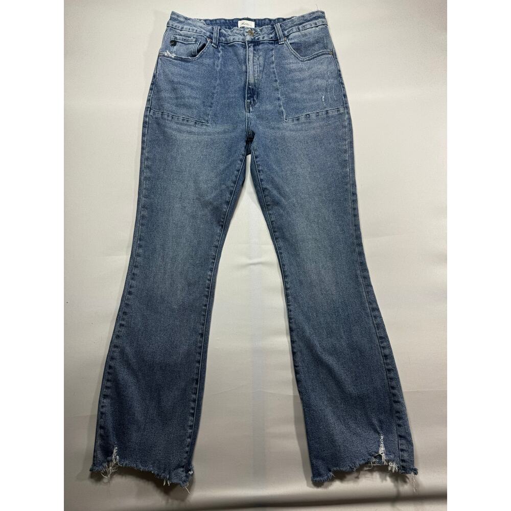 Kancan Petite Women's Distressed Bootcut Blue Denim Jeans - Size 13 (31x31)